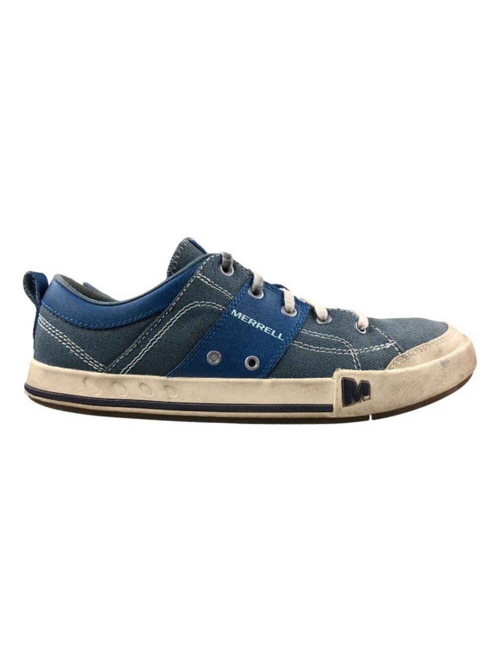 Merrell Women's Size 9 Rant Seaport Blue Canvas Leather Lace-Up Sneakers J02242